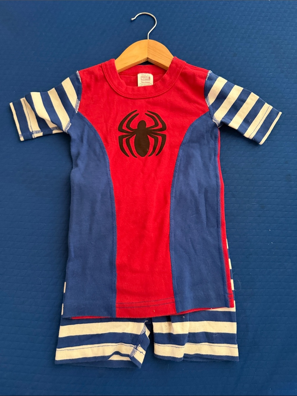 Hanna Andersson Red & Blue Spider Stripe Kids Superhero Set
